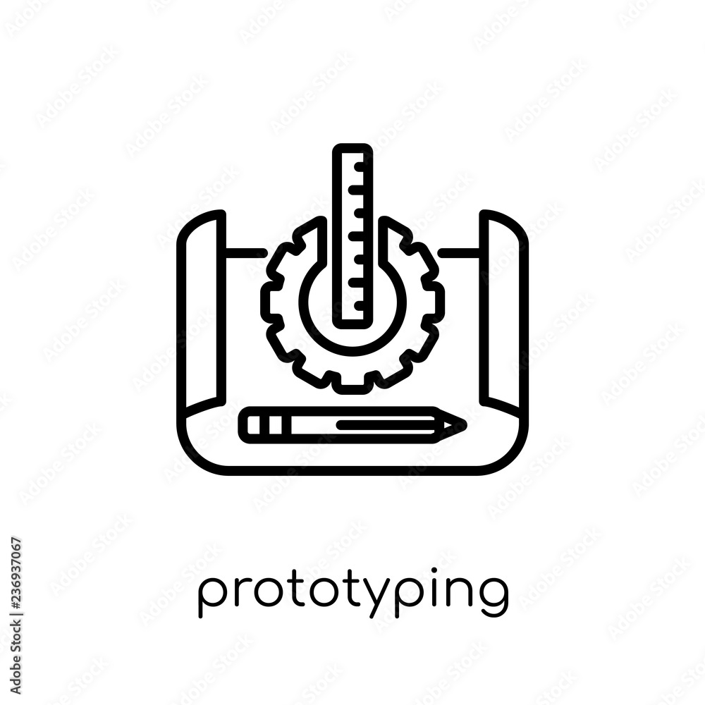 Poster prototyping icon. trendy modern flat linear vector prototyping icon on white background from thin li