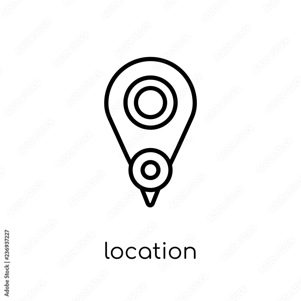 Poster location icon. trendy modern flat linear vector location icon on white background from thin line map