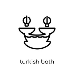 Turkish bath icon. Trendy modern flat linear vector Turkish bath icon on white background from thin line sauna collection