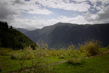Georgian Mountains landscape on the way from Mestia to Ushguli.