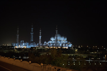 Night Landscape Photo of Abu Dhabi Sheikh Zayed White Mosque