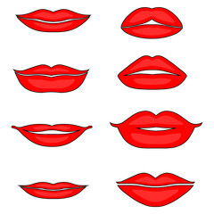 Illustration of set of female lips