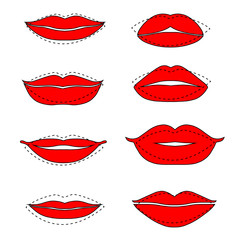 Fototapeta na wymiar Illustration of set of female lips