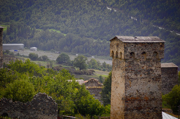 Fototapeta na wymiar Mountain village in the mountains.