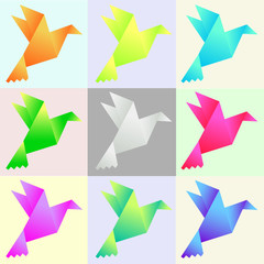 set of vector color paper pigeons © Nicolas Gregor