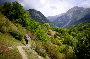 Fototapeta premium Georgian Mountains landscape on the way from Mestia to Ushguli.