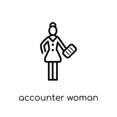 Accounter Woman icon. Trendy modern flat linear vector Accounter Woman icon on white background from thin line Ladies collection