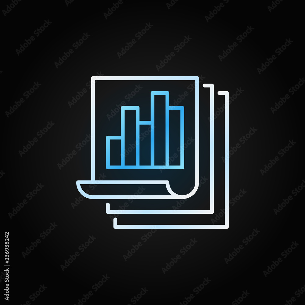 Aufkleber business report with bar chart outline vector creative icon. document papers thin line symbol on dar