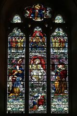 Colourful  stained glass window in the St. Peter Cathedral in Adelaide, South Australia