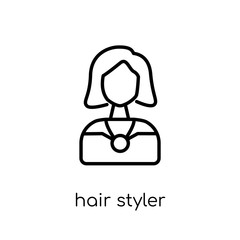 Hair Styler icon. Trendy modern flat linear vector Hair Styler icon on white background from thin line Ladies collection
