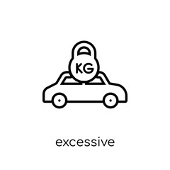 excessive weight for the vehicle icon. Trendy modern flat linear vector excessive weight for the vehicle icon on white background from thin line Insurance collection, outline vector illustration