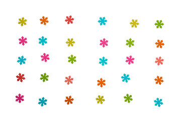Fototapeta na wymiar beautiful colorful snowflakes on white background