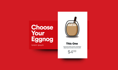 Eggnog Menu Vector Illustration in Flat Style Design