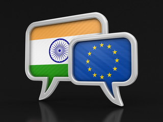 Speech bubbles with flags. Image with clipping path