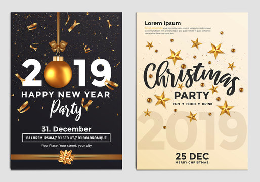 Christmas Party Flyer Design- golden design 2019 2