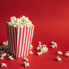 Striped box with popcorn