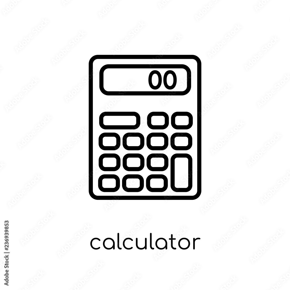 Poster calculator icon. trendy modern flat linear vector calculator icon on white background from thin line