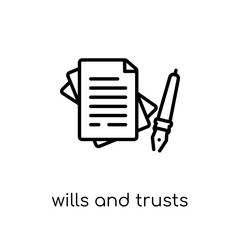 wills and trusts icon. Trendy modern flat linear vector wills and trusts icon on white background from thin line law and justice collection