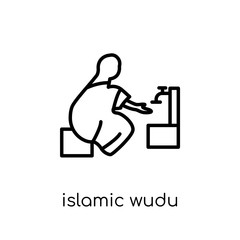 Islamic Wudu icon. Trendy modern flat linear vector Islamic Wudu icon on white background from thin line Religion collection
