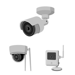 Vector design of cctv and camera sign. Set of cctv and system stock vector illustration.