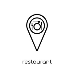 Restaurant Icon icon. Trendy modern flat linear vector Restaurant Icon icon on white background from thin line Maps and Locations collection