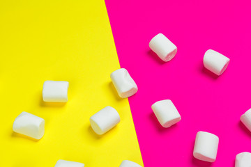 minimal sweet marshmallow on color background