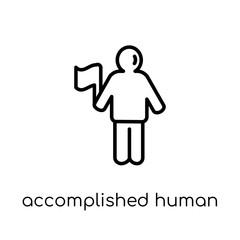 accomplished human icon. Trendy modern flat linear vector accomplished human icon on white background from thin line Feelings collection