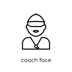 Coach face icon. Trendy modern flat linear vector Coach face icon on white background from thin line People collection