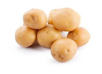 raw yellow potato isolated on white background