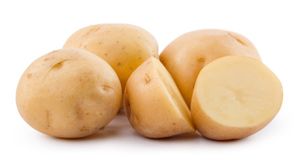 raw yellow potato isolated on white background
