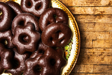 Homemade chocolate pretzels on a plate