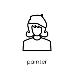 Painter icon. Trendy modern flat linear vector Painter icon on white background from thin line Professions collection