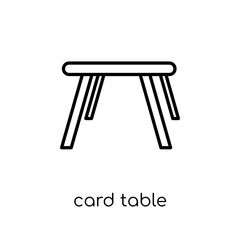 card table icon. Trendy modern flat linear vector card table icon on white background from thin line Furniture and household collection, outline vector illustration