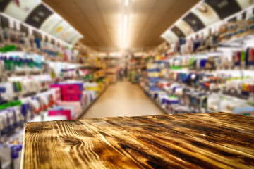 Table background and shop interior 