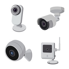 Vector illustration of cctv and camera icon. Set of cctv and system stock symbol for web.