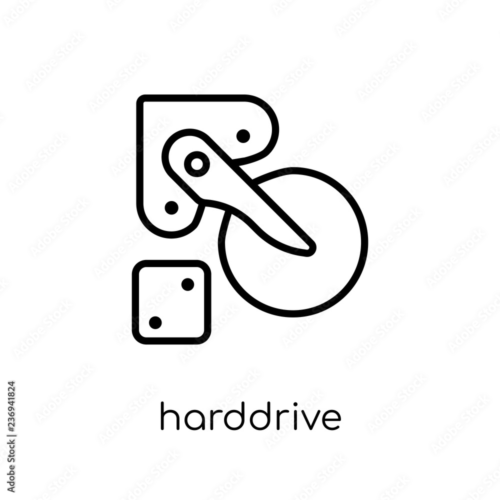 Poster harddrive icon. trendy modern flat linear vector harddrive icon on white background from thin line h