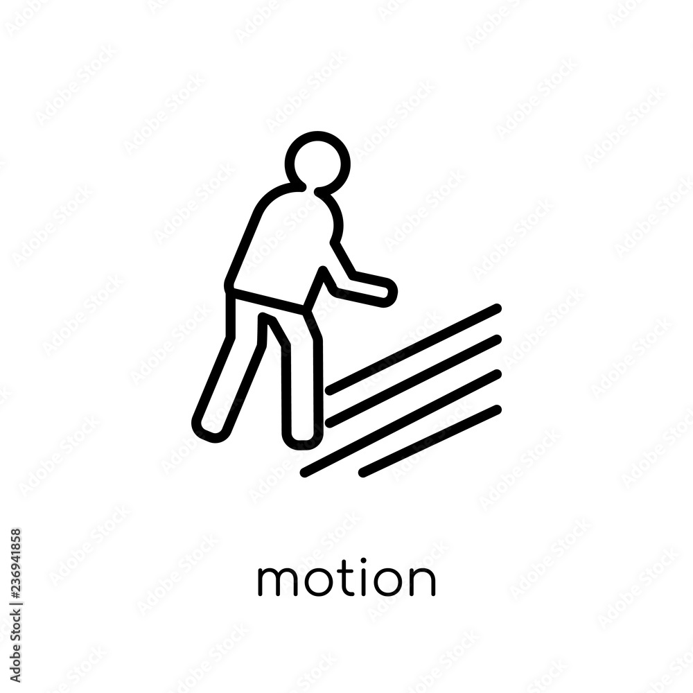Poster motion icon. trendy modern flat linear vector motion icon on white background from thin line maps an