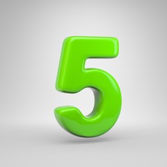 Fototapeta premium UFO green color number 5 isolated on white background
