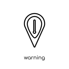 Warning Sign Pin icon. Trendy modern flat linear vector Warning Sign Pin icon on white background from thin line Maps and Locations collection