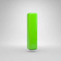 UFO green color letter I uppercase isolated on white background