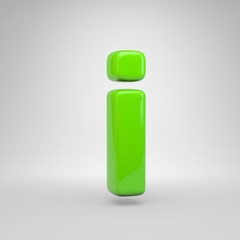 UFO green color letter I lowercase isolated on white background