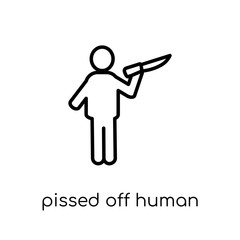 pissed off human icon. Trendy modern flat linear vector pissed off human icon on white background from thin line Feelings collection