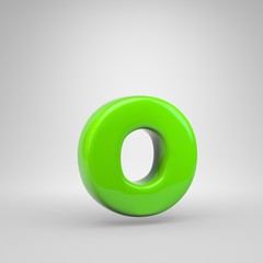 UFO green color letter O lowercase isolated on white background