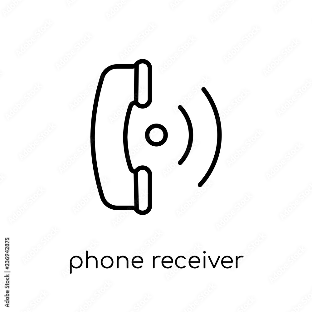 Poster phone receiver with signal icon. trendy modern flat linear vector phone receiver with signal icon on