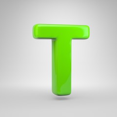 UFO green color letter T uppercase isolated on white background