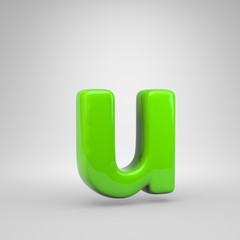 UFO green color letter U lowercase isolated on white background