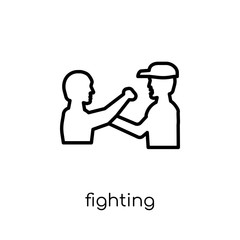 Fighting icon. Trendy modern flat linear vector Fighting icon on white background from thin line People collection