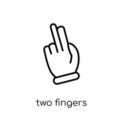 Obraz premium Two Fingers icon. Trendy modern flat linear vector Two Fingers icon on white background from thin line Hands and guestures collection