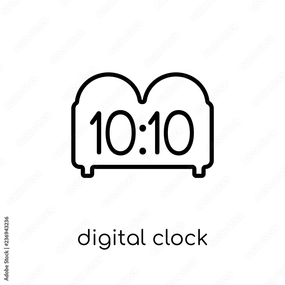 Aufkleber digital clock icon. trendy modern flat linear vector digital clock icon on white background from thi