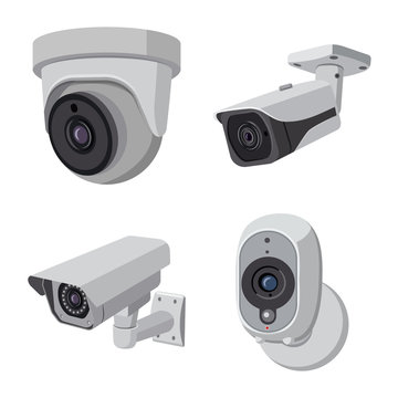Isolated object of cctv and camera symbol. Collection of cctv and system vector icon for stock.